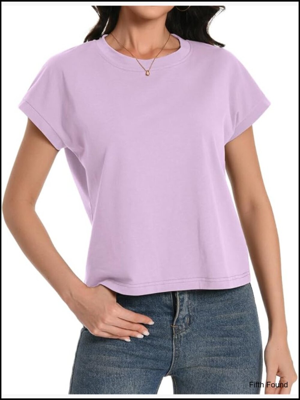 Cropped Cotton Tee Cap Sleeve Loose Fit Casual Workout Top